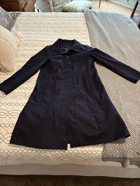 NWOT!H&M Blue A-Line Trench Coat with Single Button